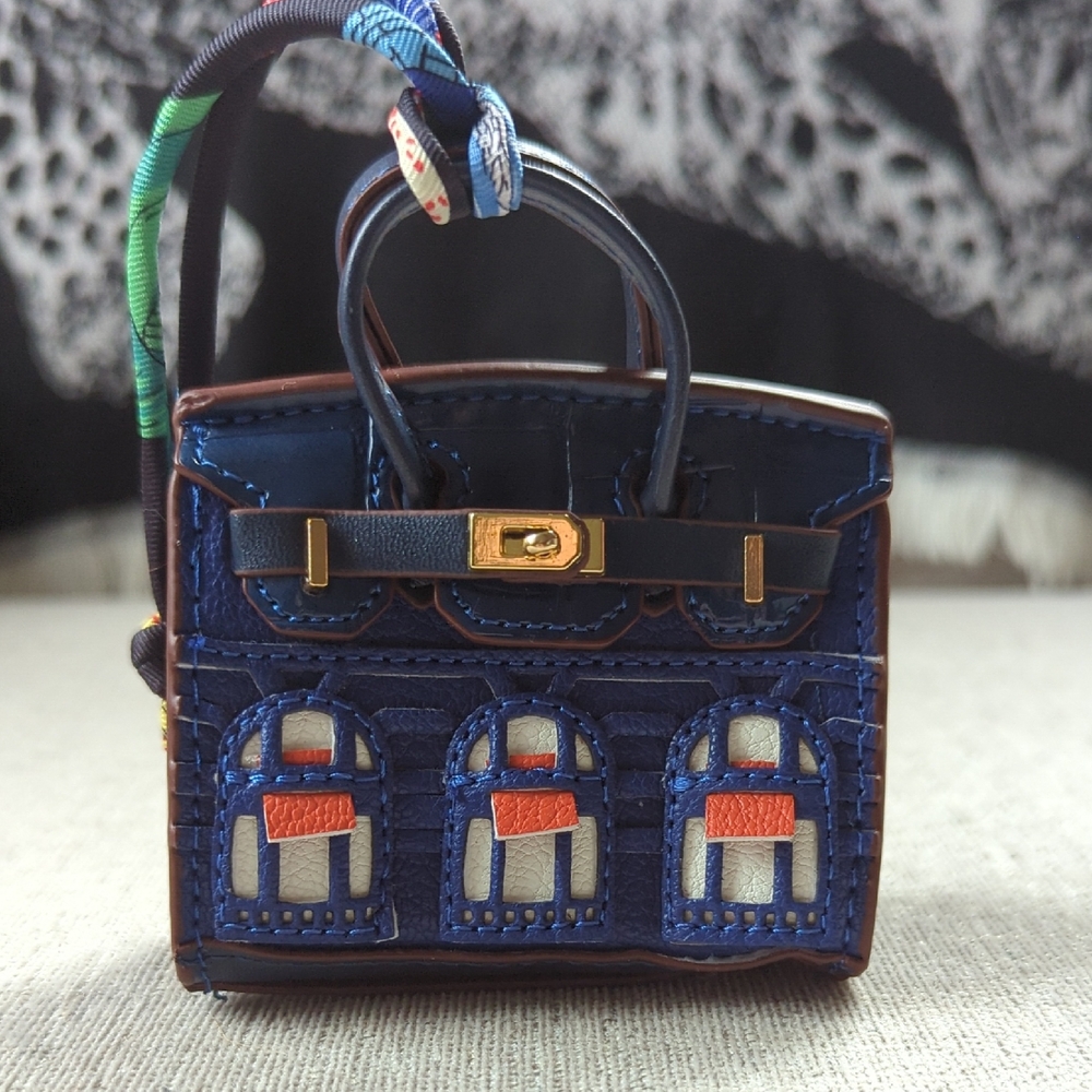 Bag Charm Electric Blue, Orange And White